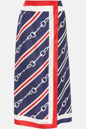 Gucci Horsebit silk twill wrap skirt