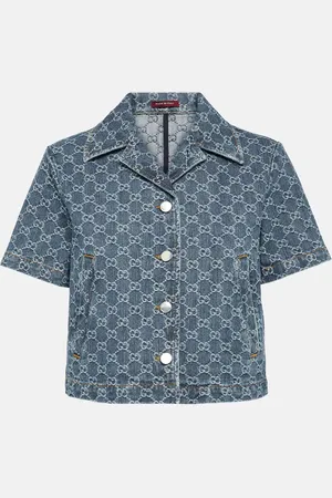 Gucci GG cropped denim jacquard top