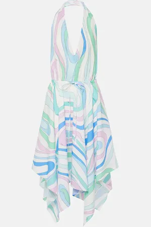 Puccini Marmo halterneck cotton minidress
