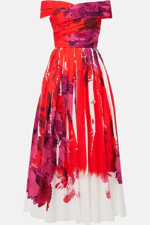 Erdem Off-shoulder cotton faille maxi dress