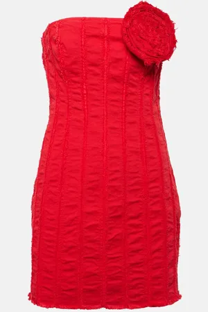 BLUMARINE Floral-appliquÃ© strapless cotton jersey minidress