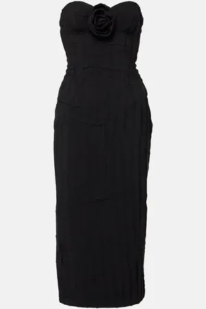 BLUMARINE Floral-appliquÃ© strapless midi dress