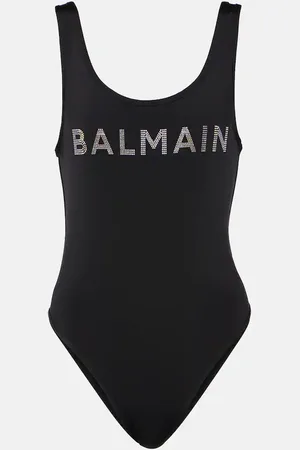 Balmain Logo embellished swimsuit