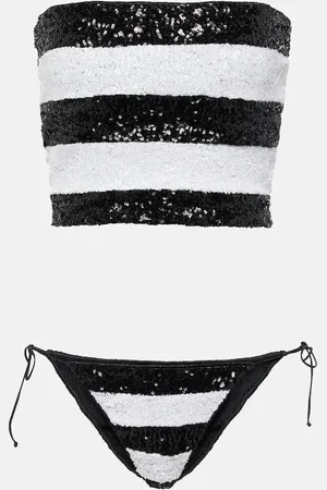 Oseree OsÃ©ree Striped sequined bikini