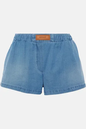 VERSACE Logo denim shorts