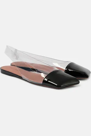Amina Muaddi Ane Glass PVC and patent leather slingback flats