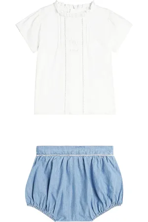 Chloé ChloÃ© Kids Baby cotton blouse and bloomers set