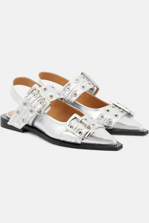 Ganni Metallic slingback flats