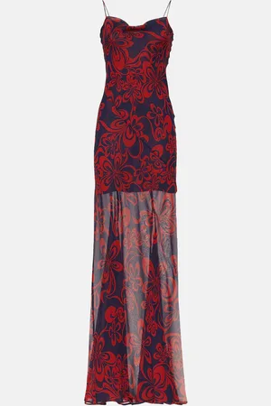 DRIES VAN NOTEN Printed silk georgette maxi dress
