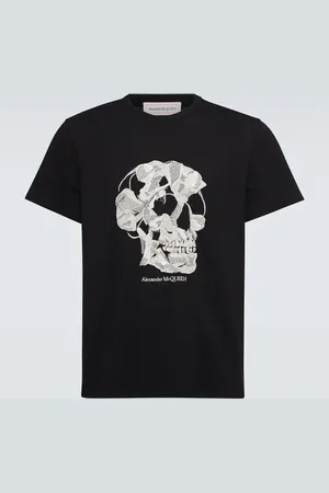 Alexander McQueen Skull embroidered cotton jersey T-shirt