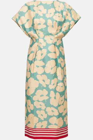 DRIES VAN NOTEN Floral satin midi dress