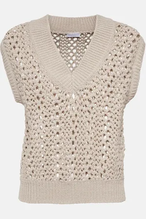 Brunello Cucinelli Open-knit cotton-blend sweater vest