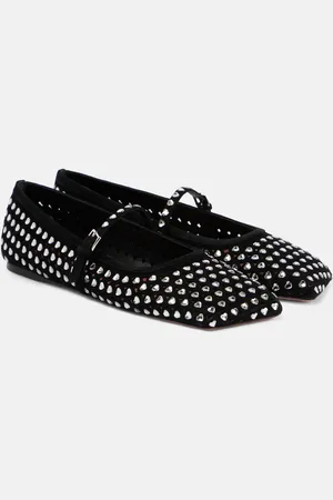 Amina Muaddi Ane crystal-embellished leather Mary Jane flats