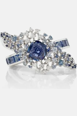 Ananya Scatter Orbit 18kt white gold ring with sapphires and diamonds