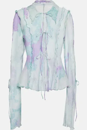 Acne Studios Printed cotton and silk chiffon top