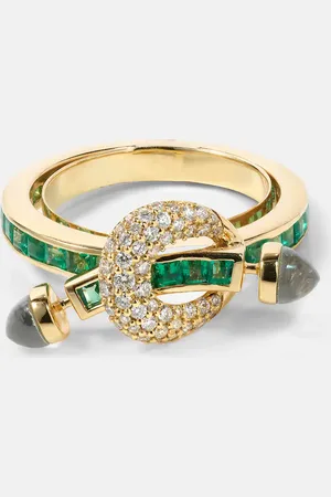 Ananya Chakra 18kt ring with emeralds and diamonds