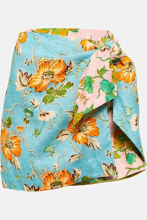ALÉMAIS AlÃ©mais Mana floral patchwork linen wrap skirt
