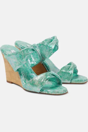 Aquazzura Twist metallic leather wedge mules