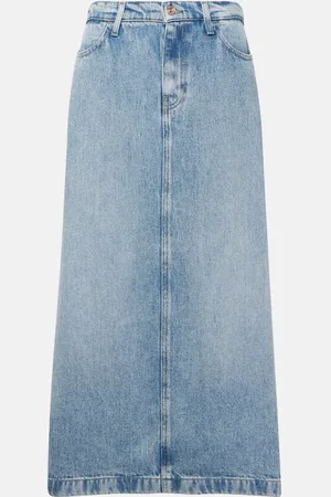 7 for all Mankind High-rise denim midi skirt