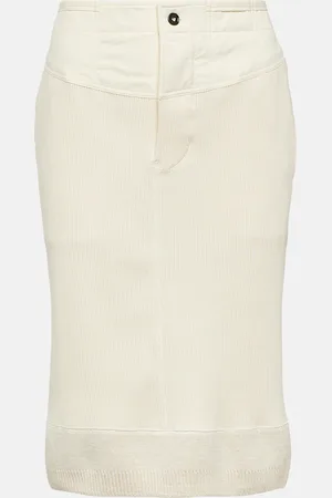 Bottega Veneta Ribbed-knit cotton jersey midi skirt