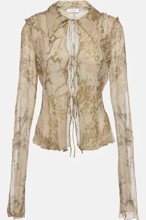 Acne Studios Printed cotton and silk chiffon top