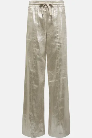 Brunello Cucinelli Linen-blend lamÃ© wide-leg pants