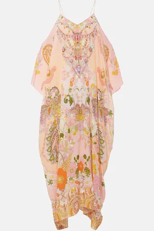 Camilla Printed embellished silk kaftan