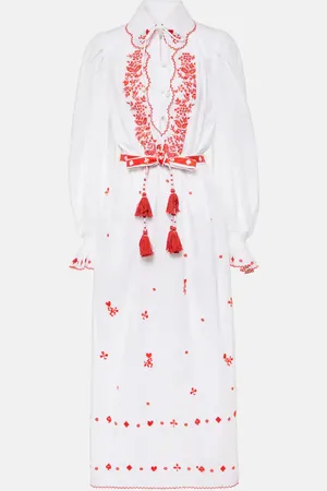 ALÉMAIS AlÃ©mais Hearts embroidered cotton midi dress