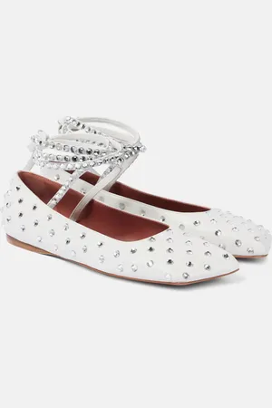 Amina Muaddi Ane crystal-embellished leather flats