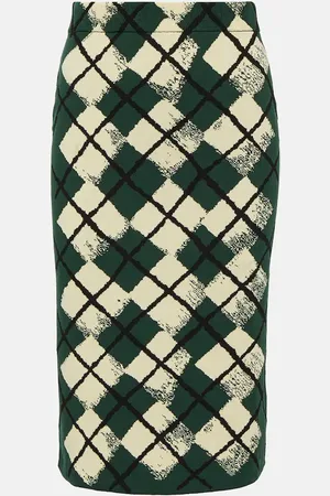 Burberry Checked cotton midi skirt