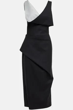 Alexander McQueen Pinstripe draped wool midi dress