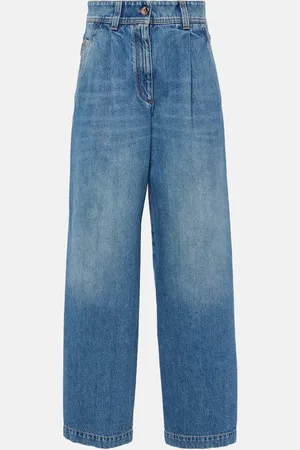 Brunello Cucinelli Pleated high-rise wide-leg jeans