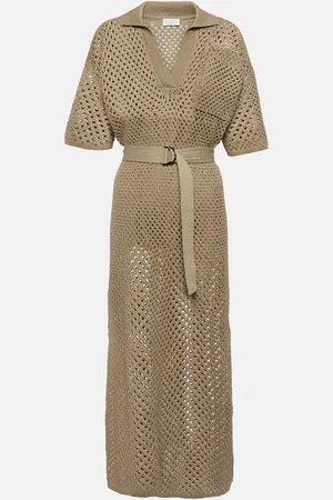 Brunello Cucinelli Cotton mesh polo dress