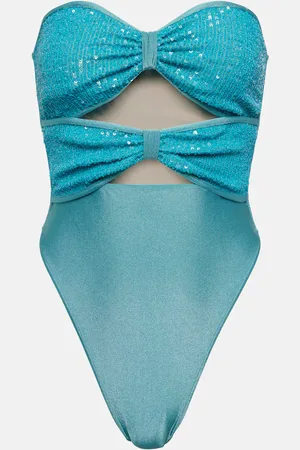 Adriana Degreas Sequined cutout strapless swimsuit