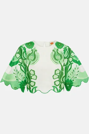 Farm Rio Color Festival printed linen crop top