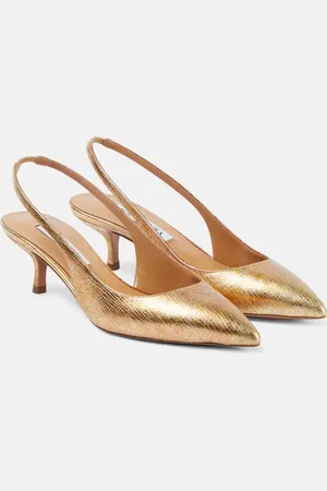 Aquazzura Purist 50 metallic leather slingback pumps
