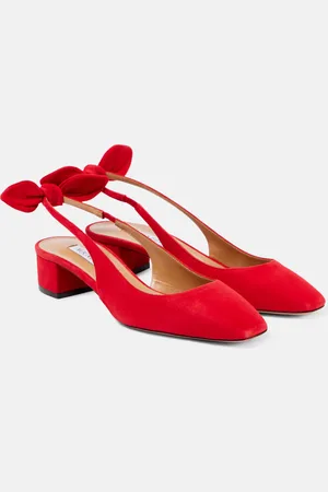 Aquazzura Very Bow suede slingback pumps