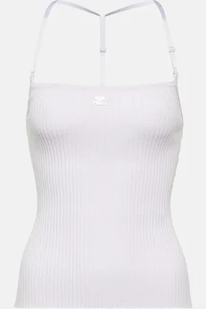 Courrèges CourrÃ¨ges Logo halterneck ribbed-knit tank top