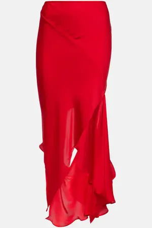 Acne Studios Deconstructed cutout silk midi skirt