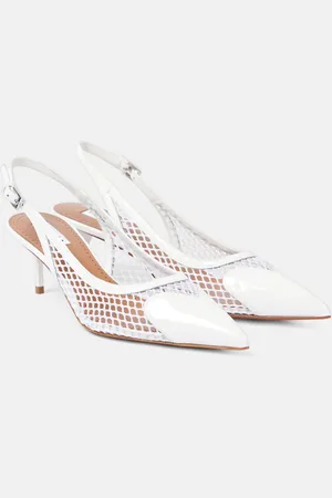 Alaïa AlaÃ¯a Le CÅur patent leather and fishnet slingback pumps