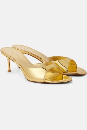 Amina Muaddi Jeanne 60 metallic leather mules