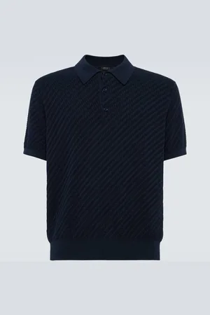 BRIONI Cotton, silk, and cashmere polo shirt