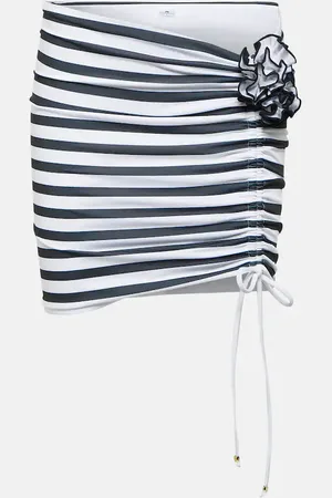 Bananhot Stefani striped floral-appliquÃ© miniskirt