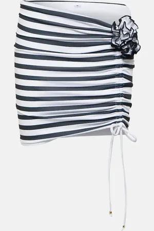 Bananhot Stefani striped floral-appliquÃ© miniskirt
