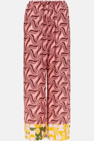 DRIES VAN NOTEN Printed mid-rise wide-leg pants