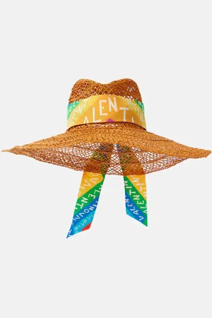 VALENTINO Chevron 24 straw sun hat