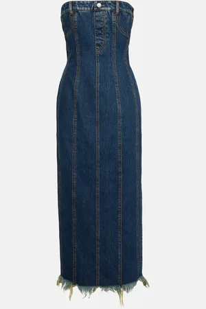 Alexander McQueen Paneled denim bustier dress