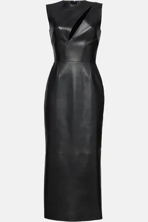 Alexander McQueen Cutout leather midi dress