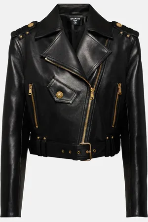 Balmain Cropped leather biker jacket