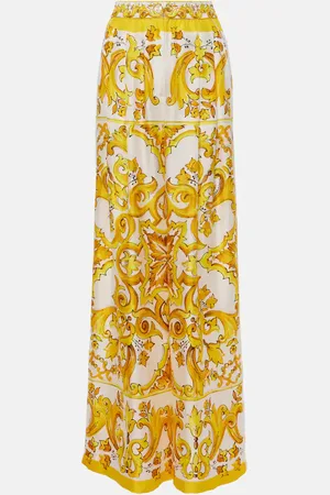 Dolce & Gabbana Majolica silk twill palazzo pants